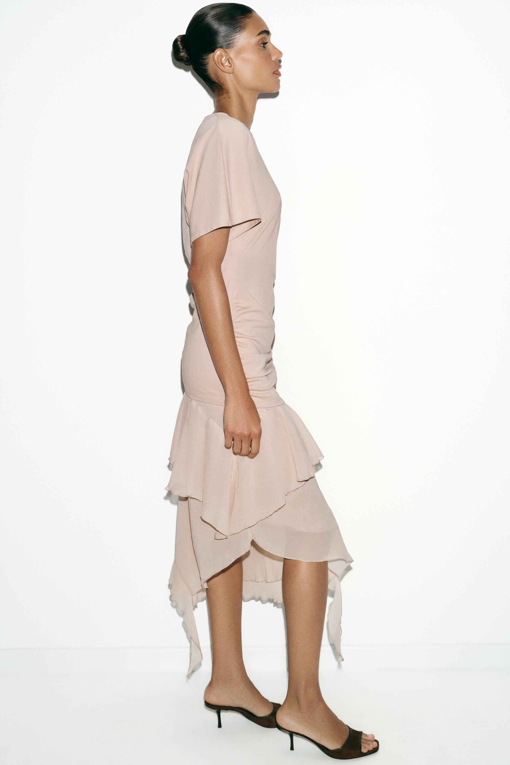 RUFFLED COMBINATION DRESS